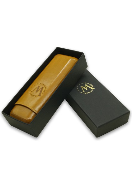 Gerçek Deri El Yapımı Puro Kılıfı Ikili (52 Ring) Munich modelleri