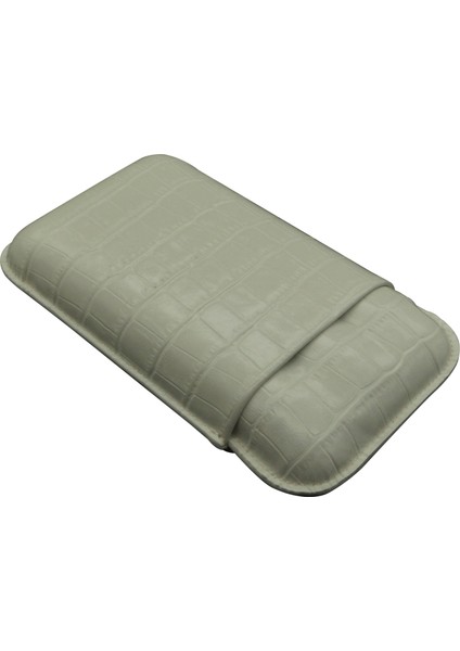 Gerçek Deri El Yapımı Puro Kılıfı Üçlü (60 Ring) Croco Nieve