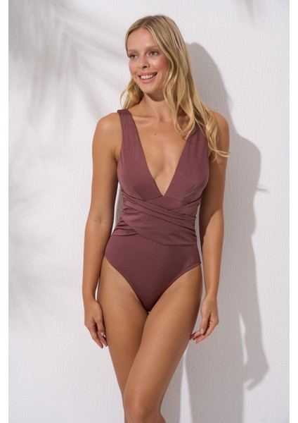 Göğüs Dekolte Detaylı Korseli Mayo Toffee 241126