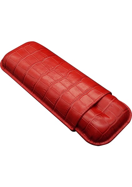 Gerçek Deri El Yapımı Puro Kılıfı Ikili (60 Ring) Croco Fuego
