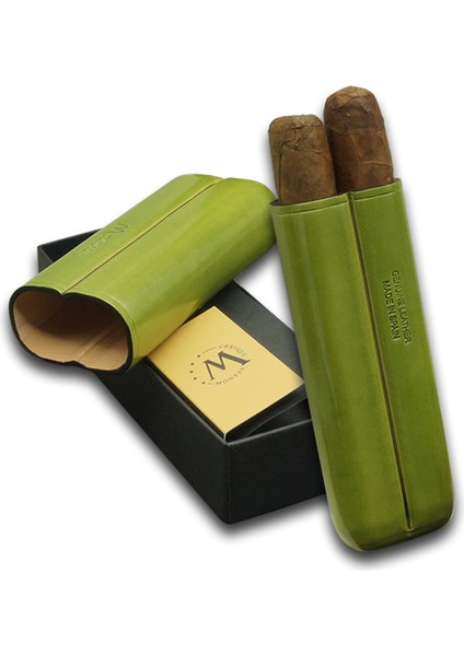 Gerçek Deri El Yapımı Puro Kılıfı Ikili (52 Ring) Grass fırsatları