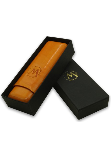 Gerçek Deri El Yapımı Puro Kılıfı Ikili (52 Ring) Amsterdam modelleri