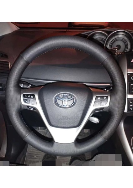 Dikişli Direksiyon Kılıfı Damarlı Noktalı Deri Siyah Dikişli Toyota Verso Için