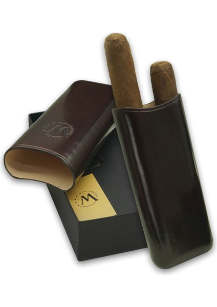 Gerçek Deri El Yapımı Puro Kılıfı Ikili (65 Ring) Viena fırsatları