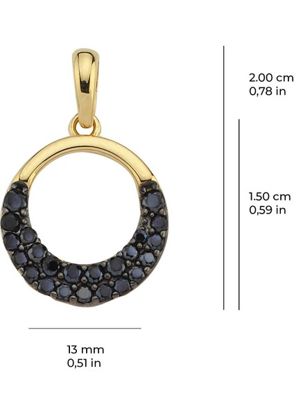 14 Ayar Altın Siyah Taşlı Yuvarlak Kolye Ucu 1,03 gr fiyatları