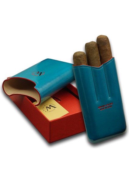 Gerçek Deri El Yapımı Puro Kılıfı Üçlü (52 Ring) Ocean fırsatları