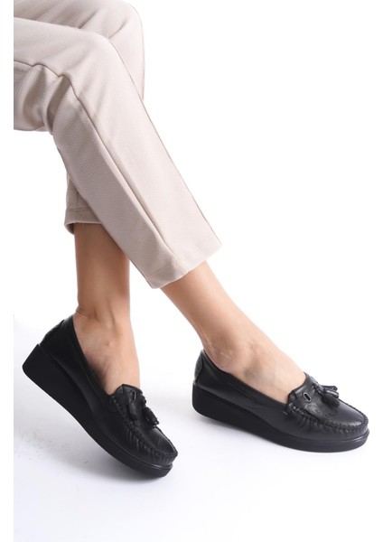 ARTI-ARTI001-7475-501-PSK Deri Günlük Ortopedik Kadın Bağsız Siyah Roc Ayakkabı modelleri