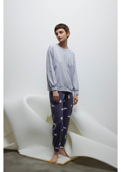 Kadın Pamuklu Uzun Kollu Pijama Takımı