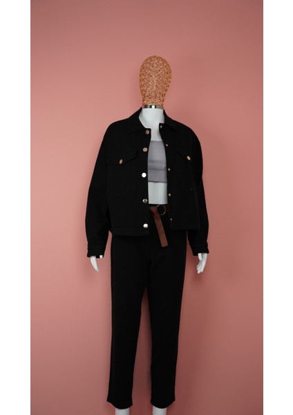 Gabardin Gold Düğme Detaylı Ceket
