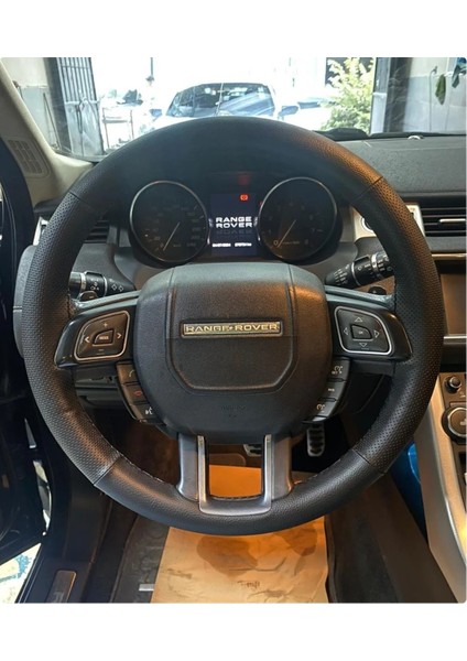 Dikişli Direksiyon Kılıfı Damarlı/noktalı Deri Siyah Dikişli Range Rover Için