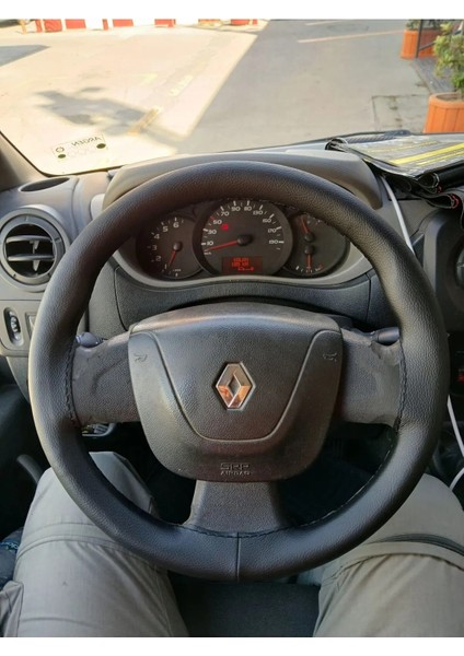 Dikişli Direksiyon Kılıfı Damarlı Deri Siyah Dikişli Renault Master Için