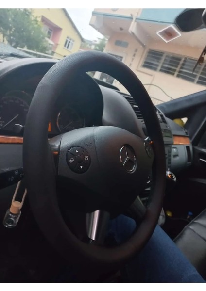 Dikişli Direksiyon Kılıfı Siyah Deri Siyah Dikişli Mercedes Vito Için