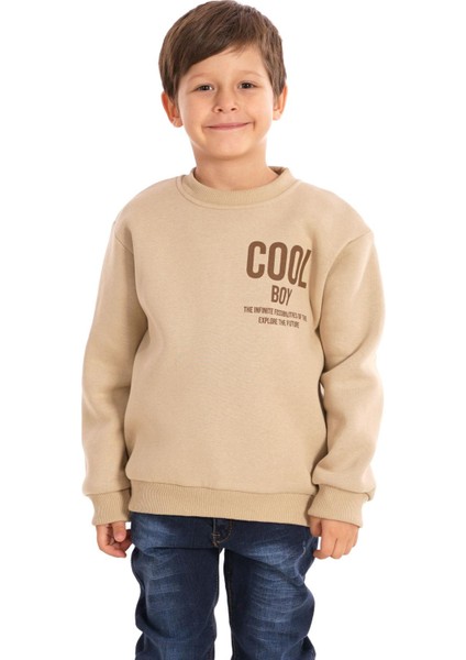 Cool Boy Baskılı Vizon Renk Erkek Çocuk Sweat
