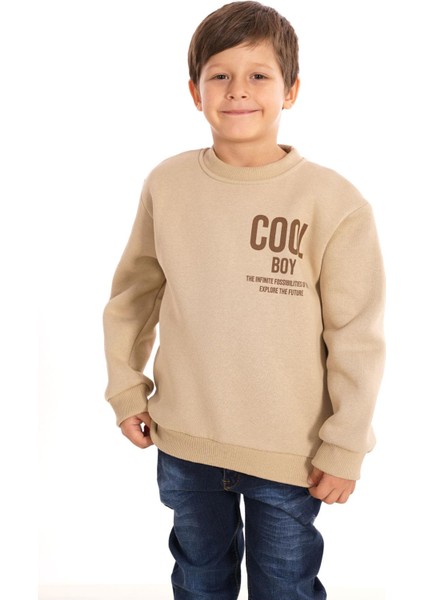 Cool Boy Baskılı Vizon Renk Erkek Çocuk Sweat modelleri