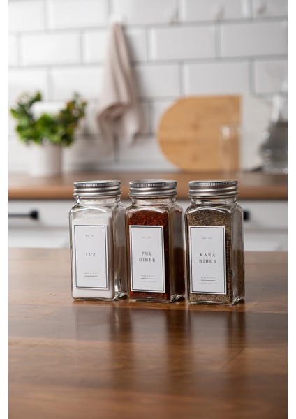 3'lü Cam Baharatlık Seti Kapaklı Etiketli Baharatlık Takımı fiyatları