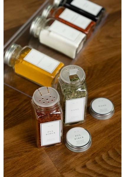 3'lü Cam Baharatlık Seti Kapaklı Etiketli Baharatlık Takımı modelleri