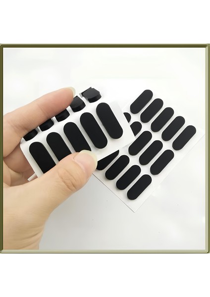 Siyah Eva Bazlı Darbe Ses Kapı Stoperi Keçe Yapışkanlı 22 mm (30'lu Paket) Dolap Kapak Çekmece Oval