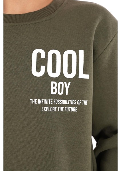 Cool Boy Baskılı Haki Renk Erkek Çocuk Sweat modelleri