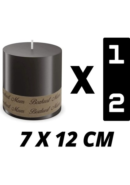 7 x 12 Siyah Silindir Mum