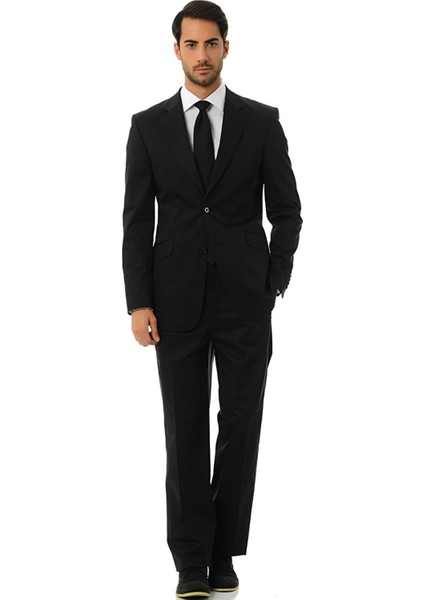 692 Iki Düğme Tek Yırtmaç Dar Kalıp Siyah Takım Elbise fiyatları