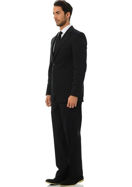 692 Iki Düğme Tek Yırtmaç Dar Kalıp Siyah Takım Elbise modelleri