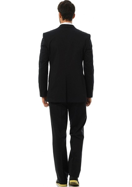 692 Iki Düğme Tek Yırtmaç Dar Kalıp Siyah Takım Elbise indirimleri