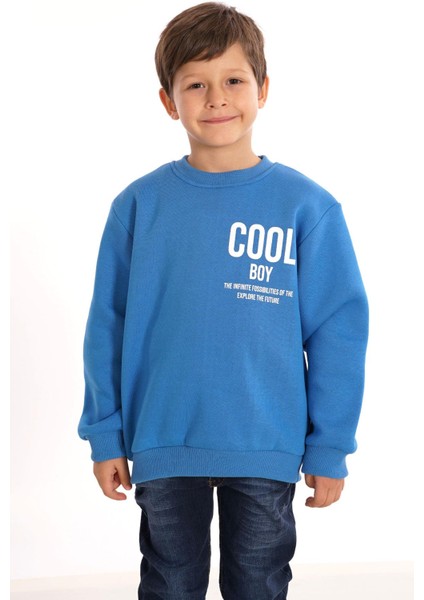 Cool Boy Baskılı Saks Renk Erkek Çocuk Sweat fiyatları