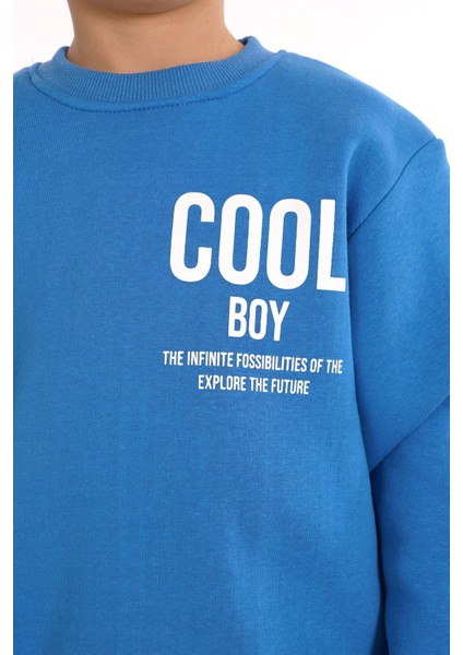Cool Boy Baskılı Saks Renk Erkek Çocuk Sweat fırsatları