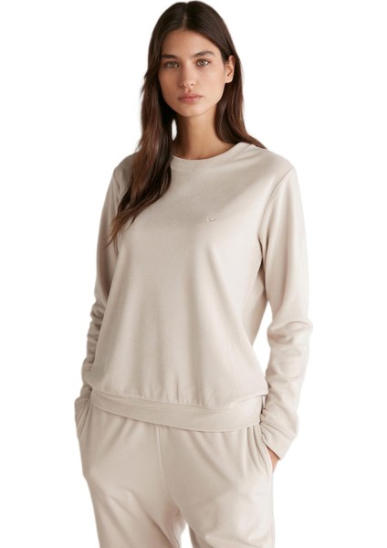 Kadın Yumuşak Dokulu Bej Pijama Takımı 9532