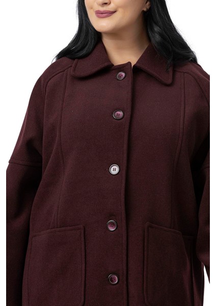 Büyük Beden Gömlek Yaka Reglan Kollu Torba Cepli Astarsız Kaşe Kısa Bordo Kaban indirimleri