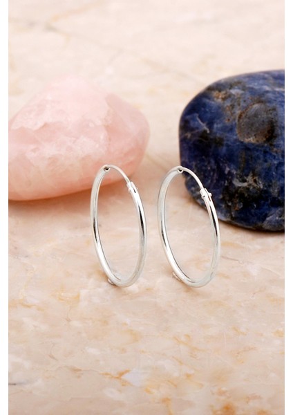 Şarnel 2.5 cm Ince Gümüş Halka Küpe 7117