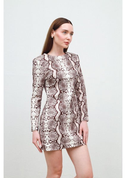 Yılan Baskılı Elbise Ekru - S fırsatları