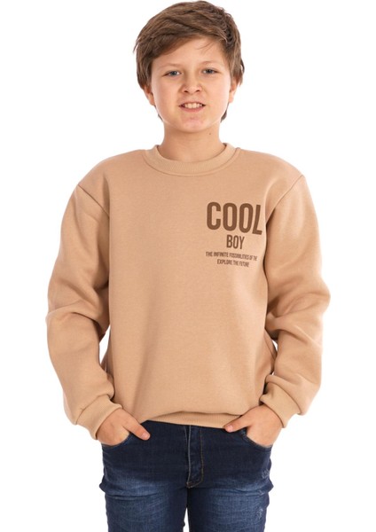 Cool Boy Baskılı Bej Renk Erkek Çocuk Sweat