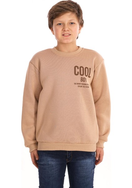 Cool Boy Baskılı Bej Renk Erkek Çocuk Sweat fırsatları