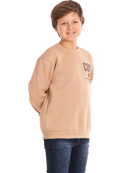 Cool Boy Baskılı Bej Renk Erkek Çocuk Sweat indirimleri