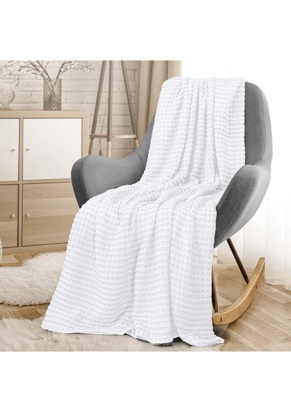 | %100 Pamuk Waffle Desen Çift Kişilik Beyaz Pike |yatak Örtüsü | 200 x 230 | Battaniye | Çok Amaçlı Örtü