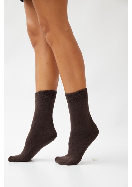 Çocuk Havlu Çorap Koyu Kahverengi