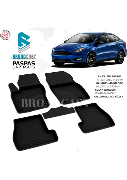 Ford Focus 4d Kauçuk Havuzlu Paspas 2011-2018 Arası Uyumlu