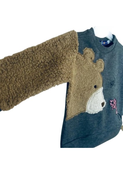 1-5 Yaş Erkek Çocuk Eşofman Takımı Peluş Baskılı Gri 1 Yaş Gri modelleri