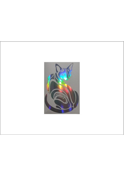 Sticker Kedi Model Siyah Hologram Araç, Cam, Prüzsüz Yüzeyler