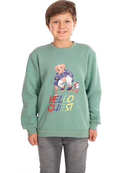 Hello Guest Baskılı Çağla Renk Erkek Çocuk Sweat fiyatları