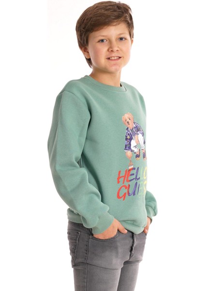 Hello Guest Baskılı Çağla Renk Erkek Çocuk Sweat fırsatları
