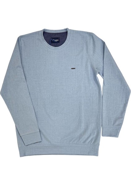 Erkek Bisiklet Yaka Kendinden Desenli Sweatshirt fırsatları