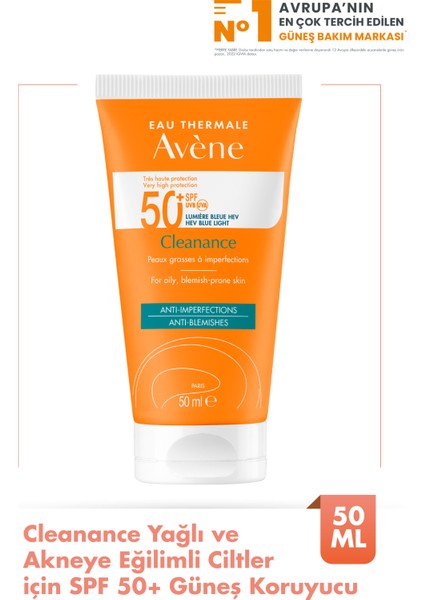 Cleanance Solaire Spf 50 - Yağlı ve Akneli Ciltler İçin Güneş Koruma Kremi 50 ml