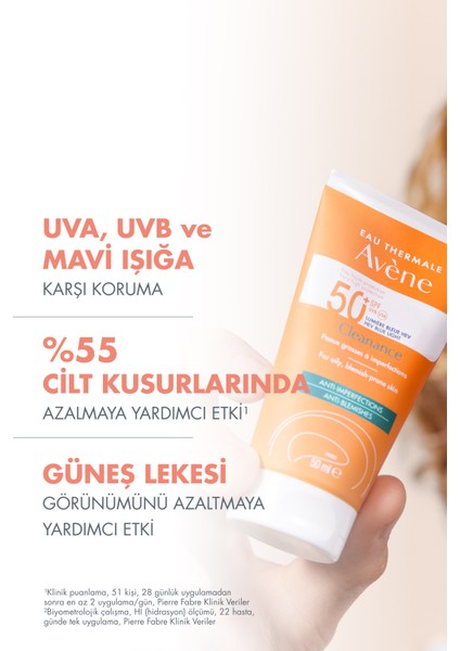 Cleanance Solaire Spf 50 - Yağlı ve Akneli Ciltler İçin Güneş Koruma Kremi 50 ml