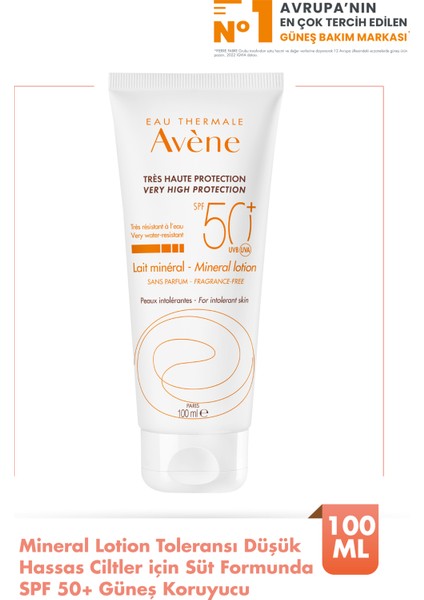 AVENE Lait Mineral Lotion SPF 50+ 100 ml Mineral İçerikli Güneş Koruma Kremi