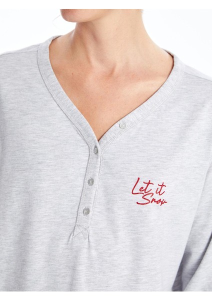 Lcw Dream Baskılı V Yaka Baskılı Kadın Pijama Takımı