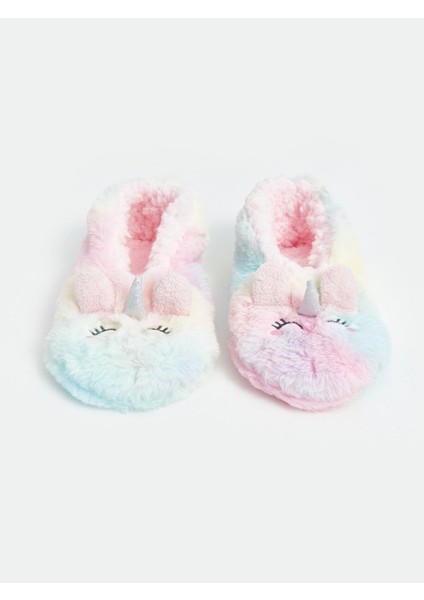 Kids Nakışlı Pelüş Kız Çocuk Ev Çorabı