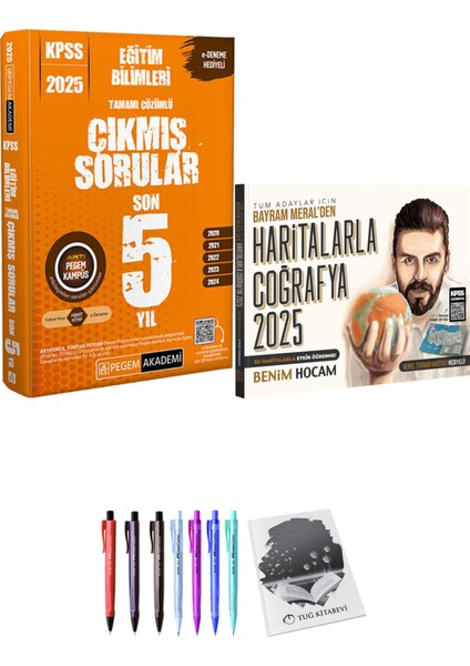 2025 Tüm Adaylar İçin Haritalarla Coğrafya - 2025 KPSS Eğitim Bilimleri Tamamı Çözümlü Çıkmış Sorular Son 10 Yıl + Hediyeli