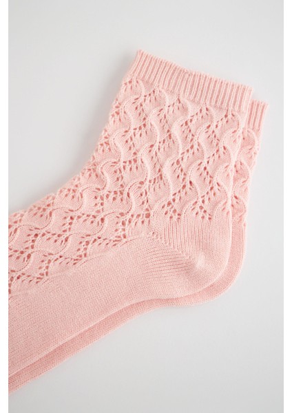Kadın Premium Desenli Triko Soket Çorap Açık Pembe fiyatları